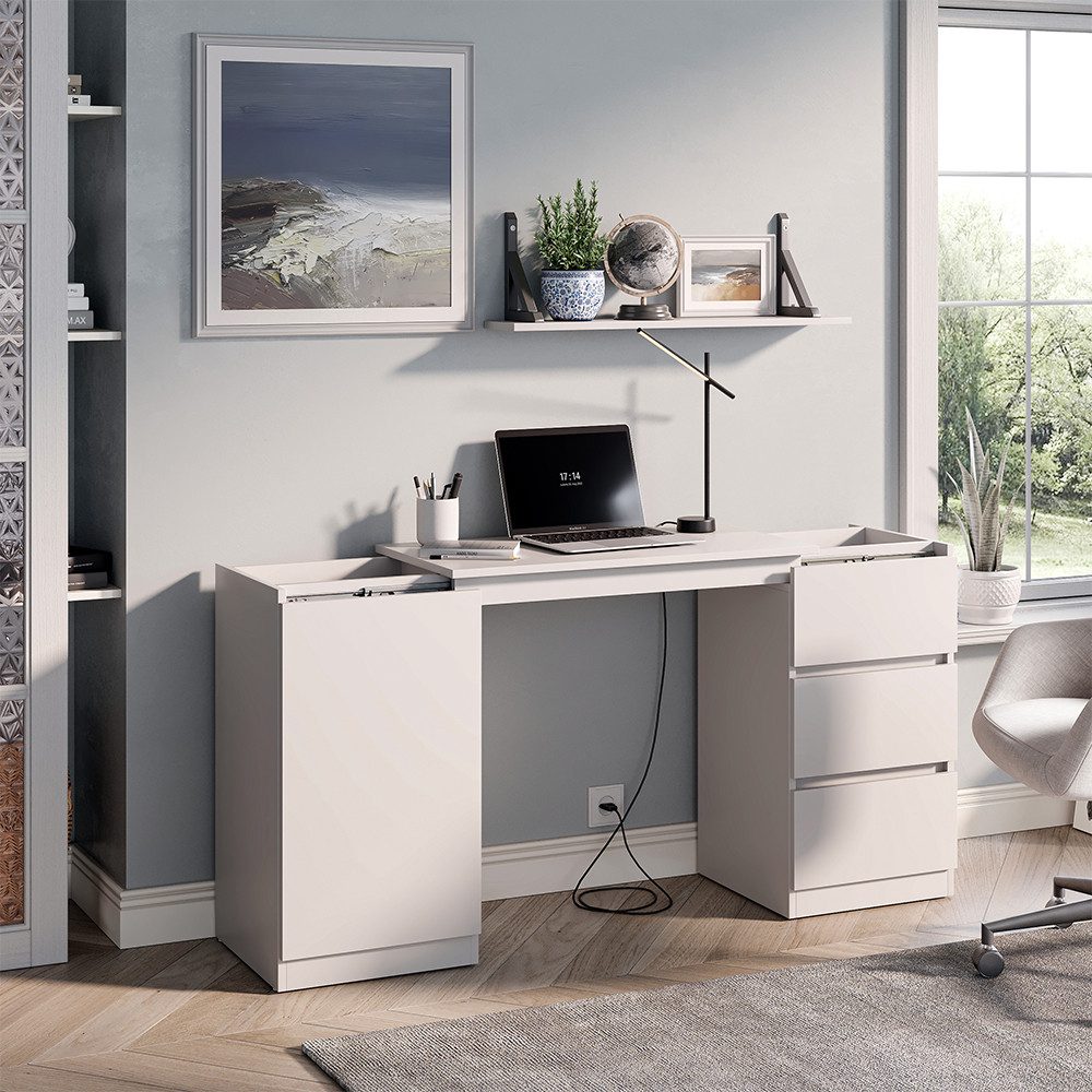 Kommode Varino, Weiß, 80 x 75.5 cm ausziehbar