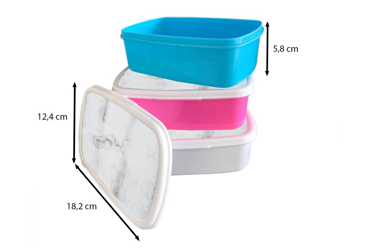 Grau - Kunststoff Lunchbox Kunststoff, Snackbox, - MuchoWow Kinder, für Brotbox Mädchen, rosa Brotdose Beton Erwachsene, Weiß, (2-tlg),