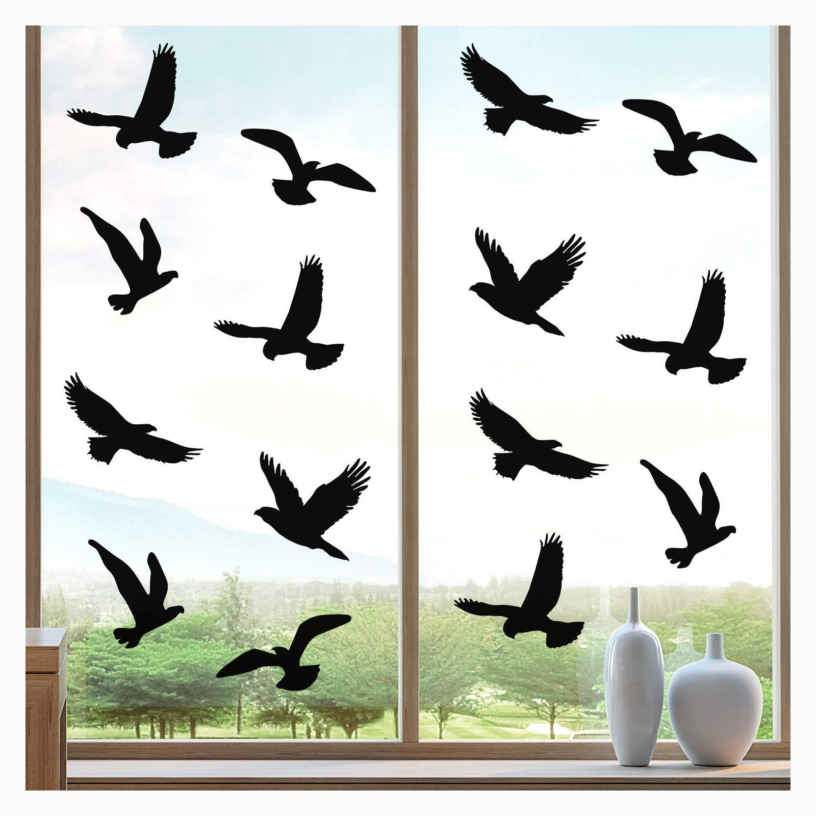 Coonoor Fenstersticker Blumen-Vogel-Schmetterlings-Fensterfolie, statische günstig online kaufen