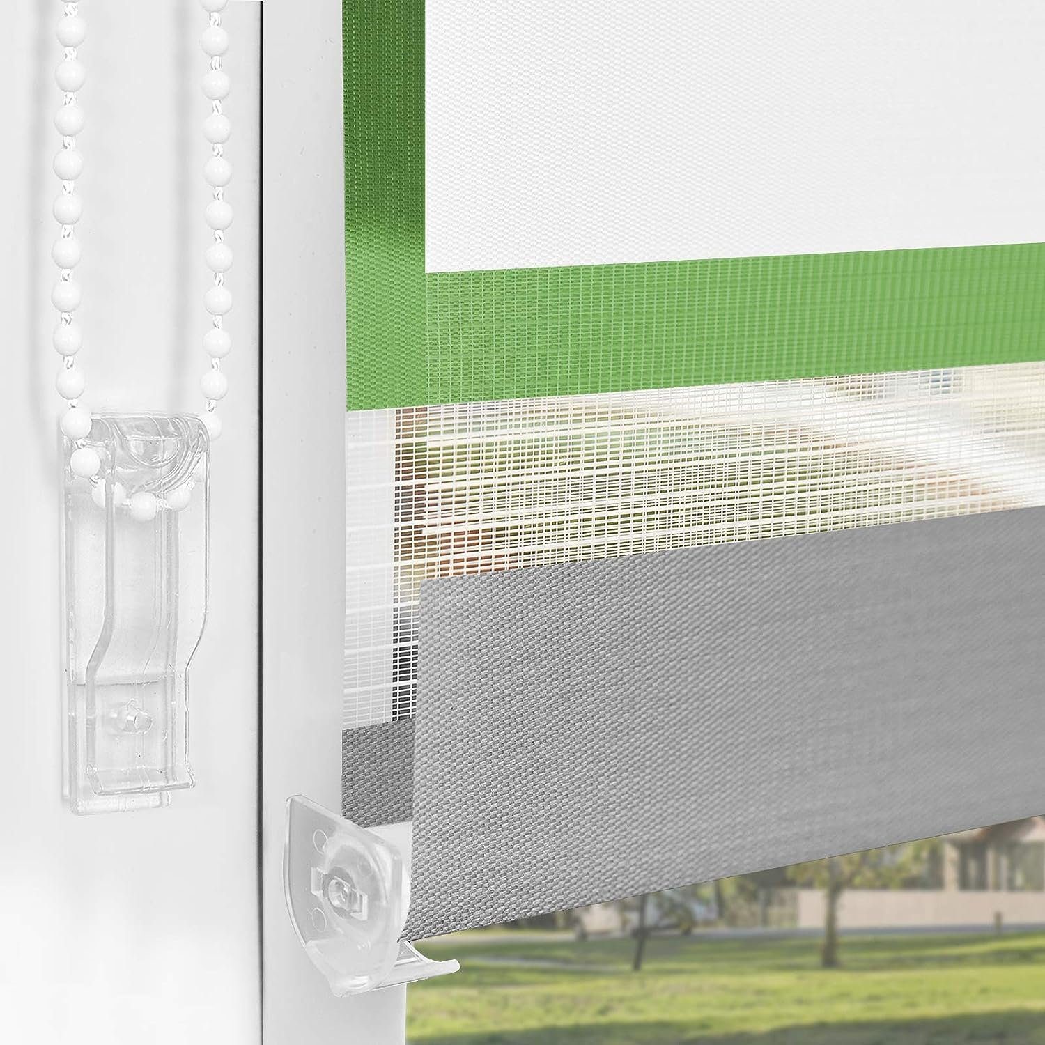 Doppelrollo rollos Ohne Bohren 130cm/150cm, Vkele, freihängend,Blickdicht,Lichtschutz und verspannt, Klemmträger,Klemmfix, rollo für Fesnter und Tür