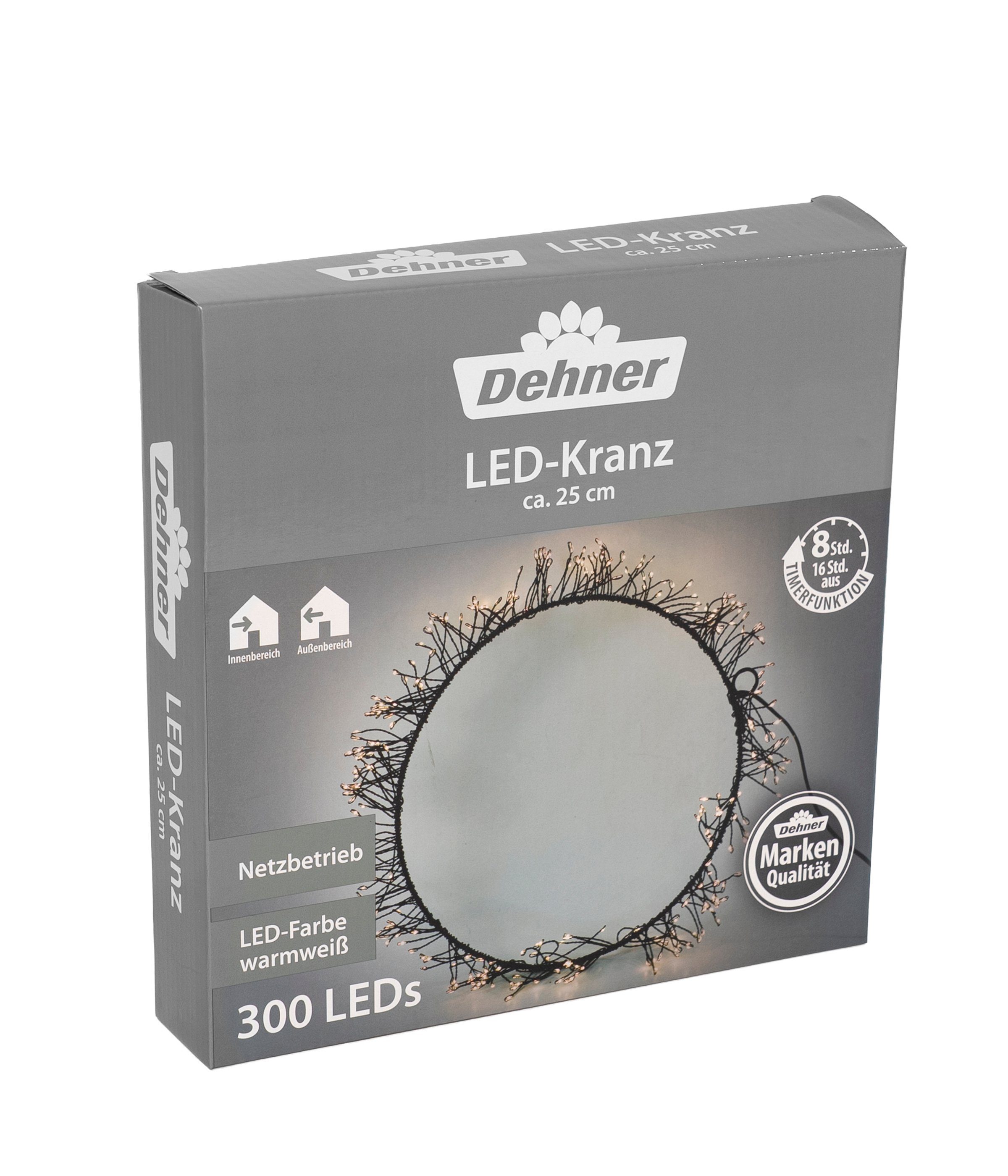Dehner Lichterkette LED Kranz, 300 LEDs, warmweiß, Ø 25 cm, weihnachtliche günstig online kaufen