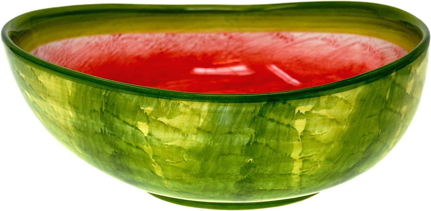 Lashuma Salatschüssel cm (1-tlg), Melone, Handbemalte Obstschale rund Keramik, Ø 20