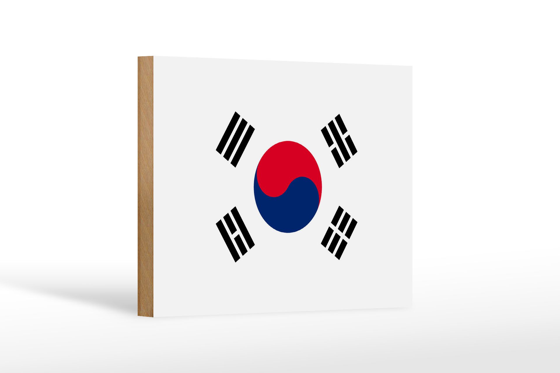 Femer GmbH Holzbild Flagge Südkoreas 18x12 cm Flag of South Korea, Flaggen (1 St), Glatte Holzfaserplatte (MDF), vorn beschichtet