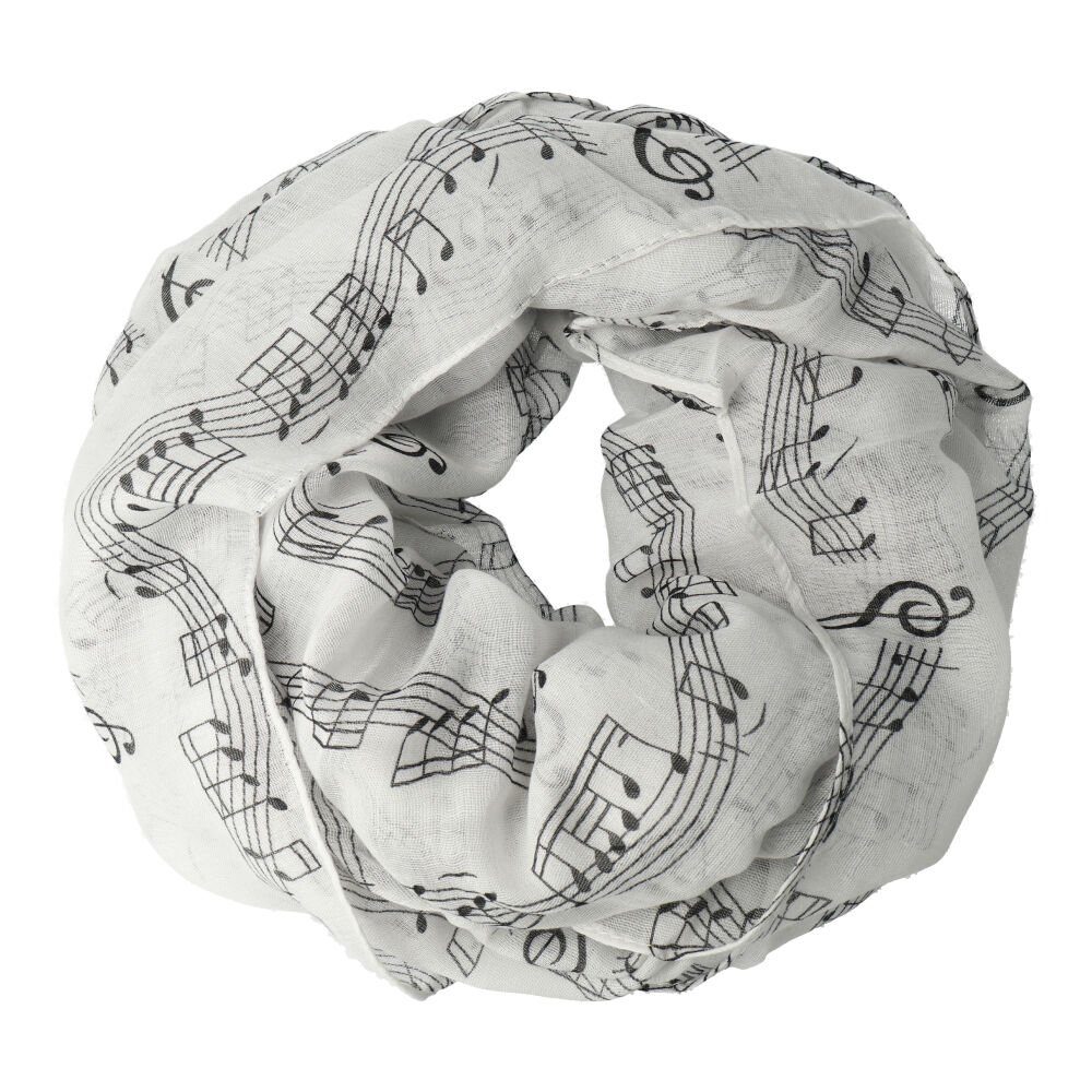 mugesh Schal Rund-Schal Notenzeile groß weiß-schwarz, für Musikerinnen und Musiker