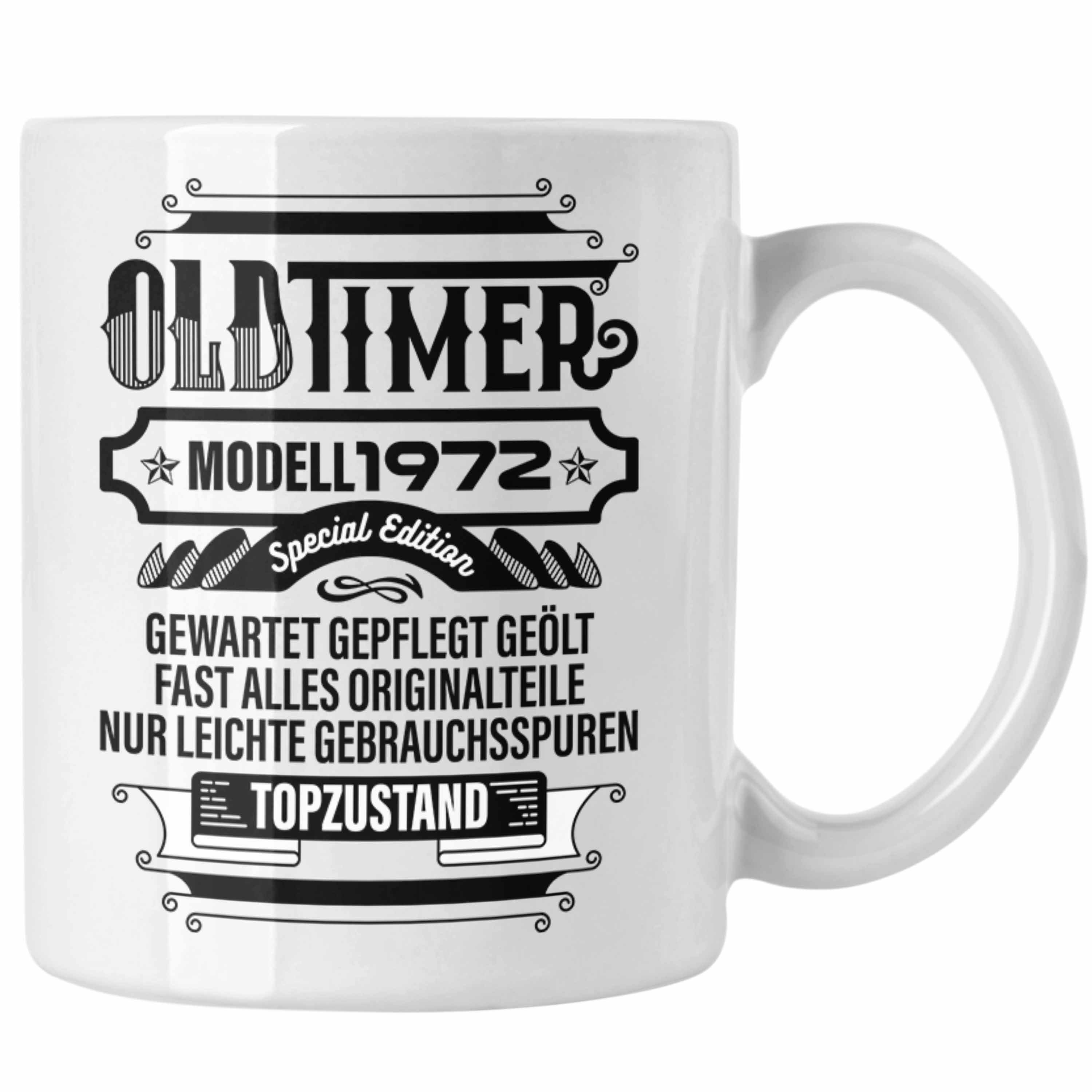 Trendation Tasse TRENDATION 50. Geburtstag Tasse Frau Mann Geschenk 50er Geschenkidee 50 Mutter Vater Weiss