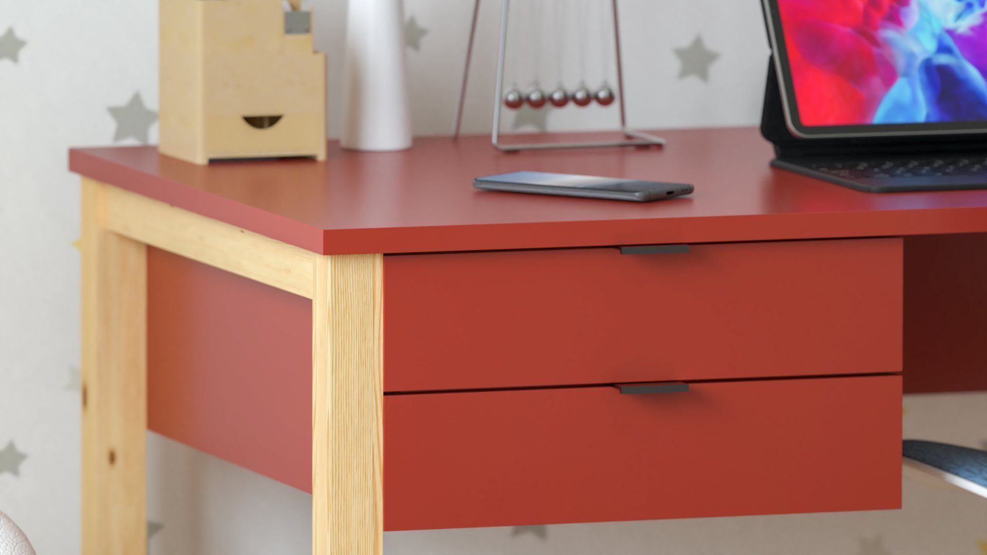 Siblo Schreibtisch Computertisch Klein - Schreibtische - Kinderschreibtische Rot