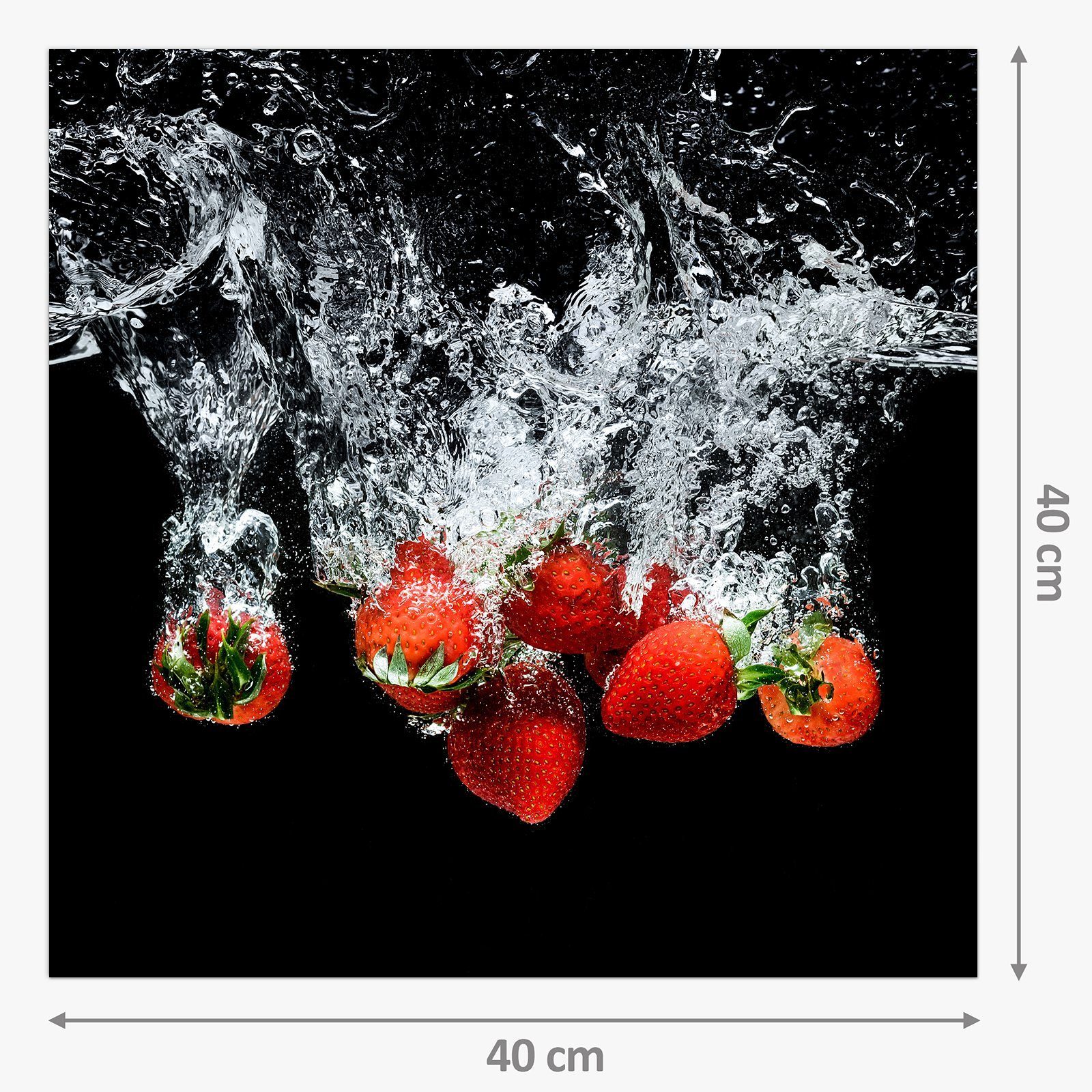 Primedeco Küchenrückwand Glas Erdbeeren im Motiv mit Küchenrückwand Spritzschutz Wasser