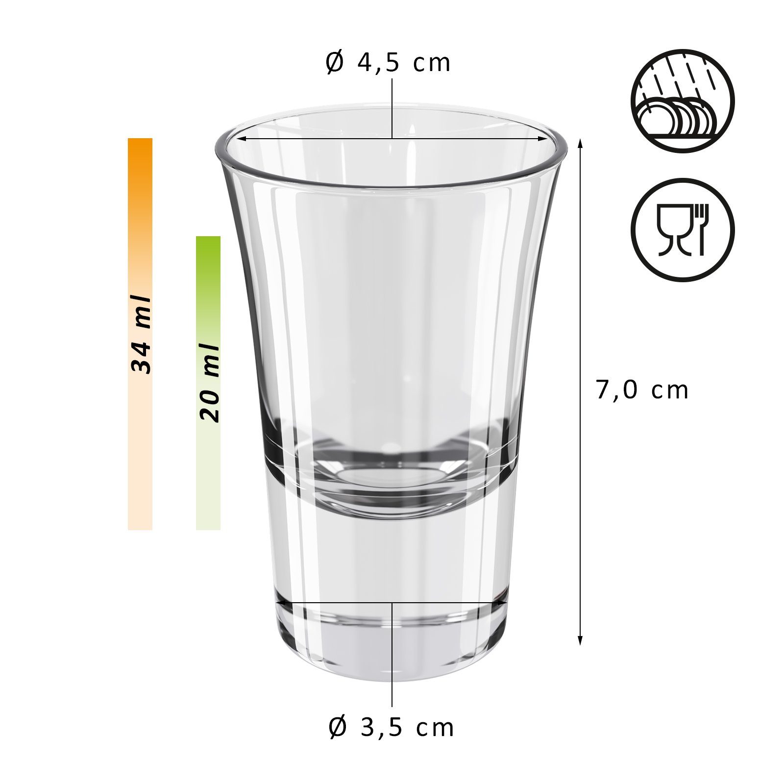4,5 Wellgro 7 (xH) - Schnapsgläser Shotgläser cm 3,4cl x Glas Wellgro -