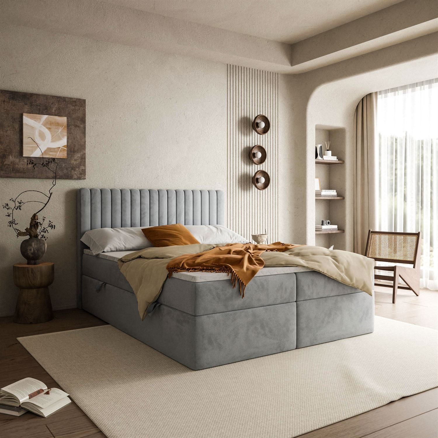 Lookway Boxspringbett JANELLE mit Bonell-Matratze und Topper– komfortabel und elegant, Mehrere Schichten für zusätzlichen Komfort und Unterstützung