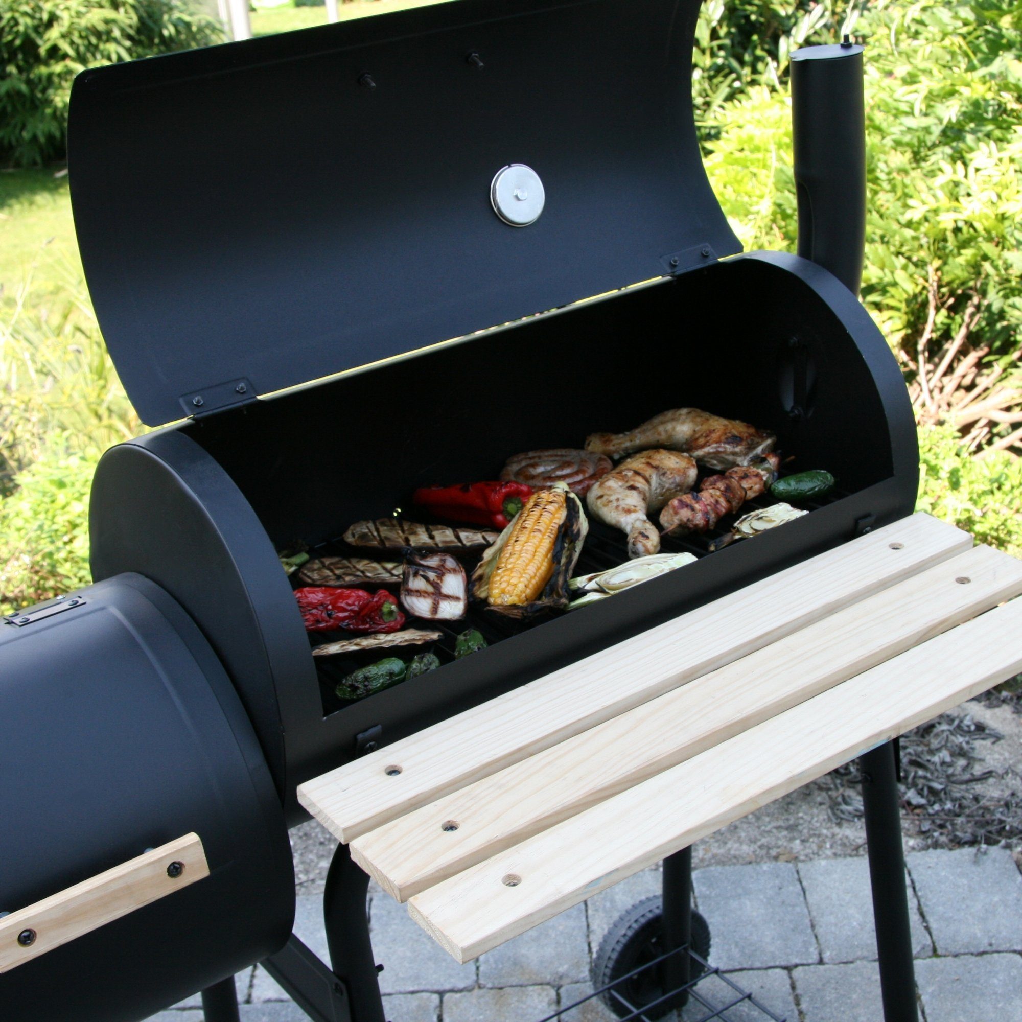 BBQ-Toro Smoker BBQ Smoker Grill, Holzkohle Grillwagen, Barbecue Holzkohlegrill mit Fe