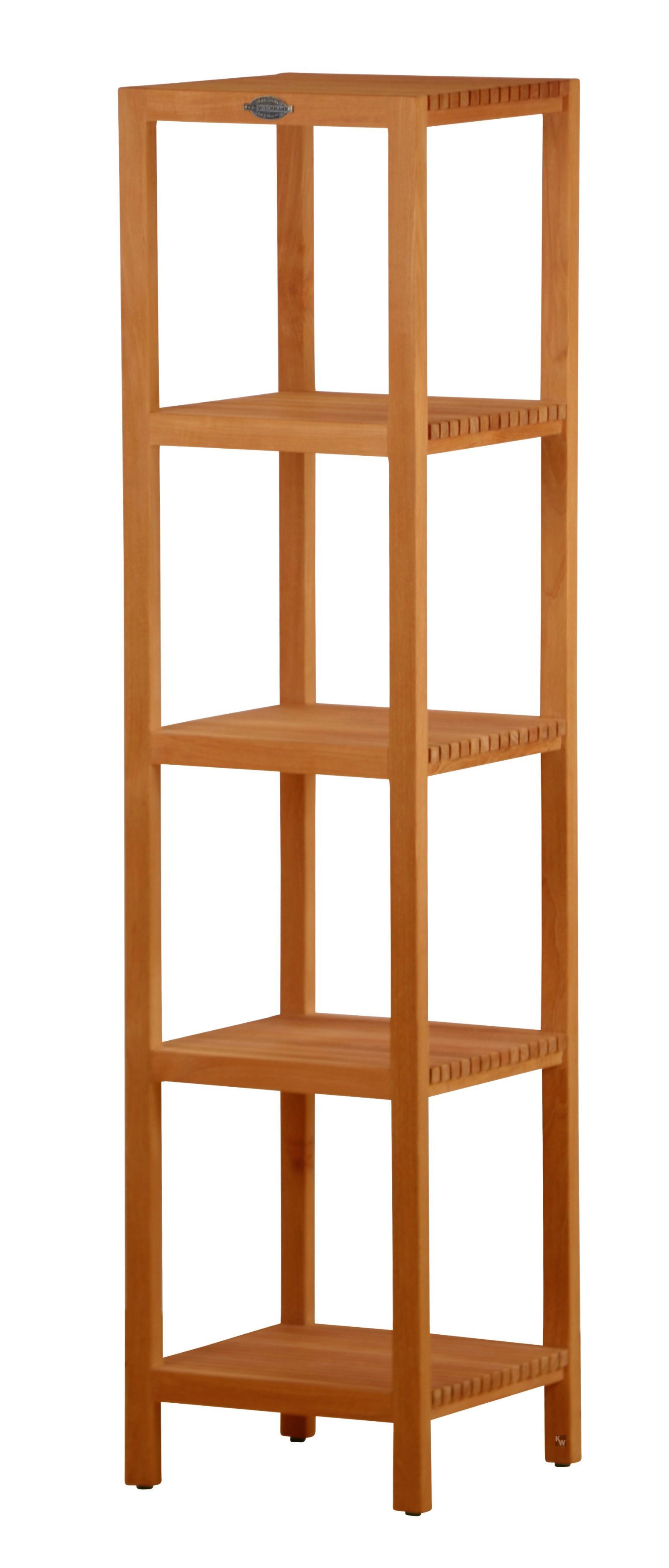 Kai Wiechmann Badregal Holz Badezimmerregal Nevio Premium Teak, Massivholz Regal, 5 Etagen, Premium Teakholz, ideal für Feuchträume