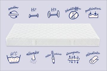 Komfortschaummatratze Wendematratze Baseflex, Nightlife, 15 cm hoch, 7-Zonen mit zwei unterschiedlichen festen Liegeseiten mit H2/H3