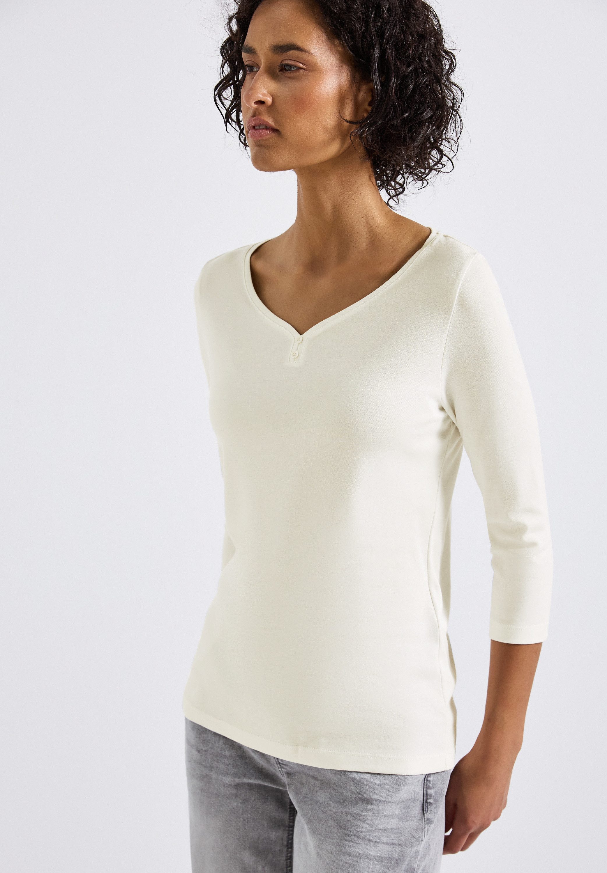 STREET ONE 3/4-Arm-Shirt mit Knopfdetail günstig online kaufen