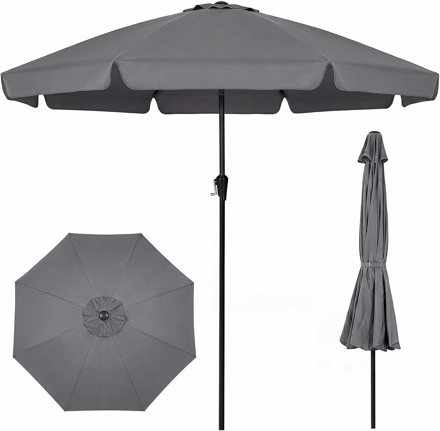 COSTWAY Sonnenschirm, Gartenschirm mit Volant & Kurbel um 30° knickbar