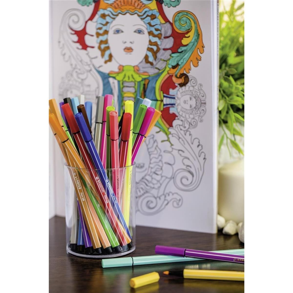 STABILO Faserstift STABILO Pen 68 Filzstift - 1 mm - 20er Set - Kunststoffetui – Bild 4 von 5