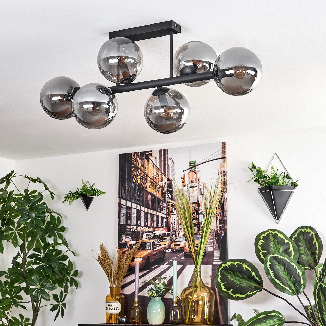 hofstein Deckenleuchte 6-flammige Deckenlampe aus Metall/Glas günstig online kaufen