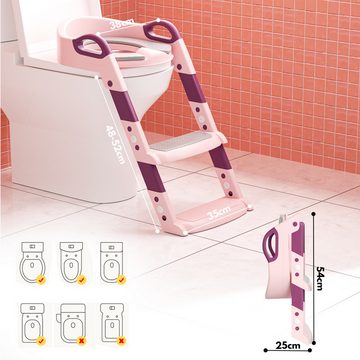 Clanmacy Toilettentrainer Töpfchen WC Sitz Baby Töpfchentrainer Rose Kindertoilette mit Treppe