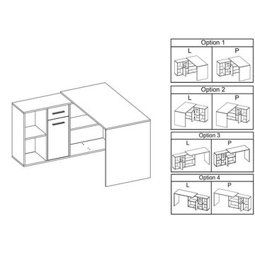 CARO-Möbel Eckschreibtisch DIEGO, Eckschreibtisch Schreibtisch Computertisch Büro Kinder Sononoma Eiche