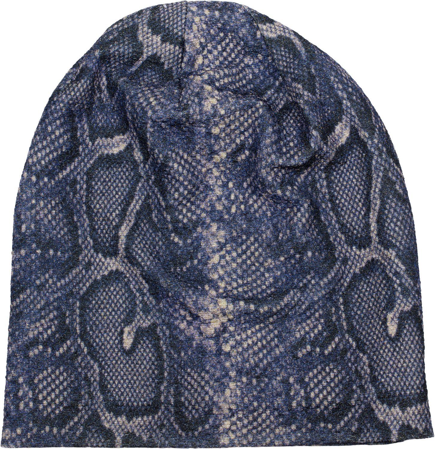 styleBREAKER Beanie (1-St) Beanie Mütze Glitzer Schlangen Muster Blau