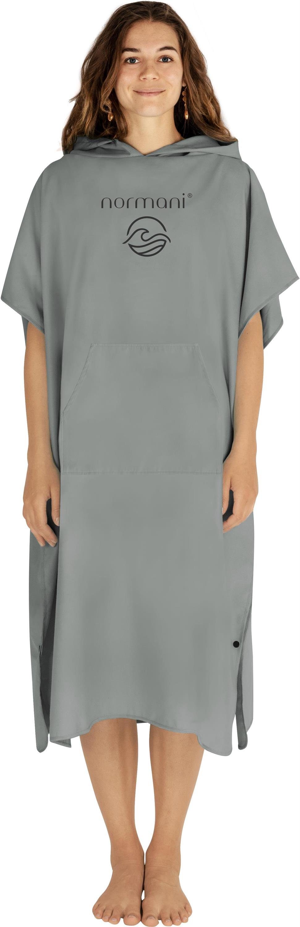 normani Badeponcho Damen Mikrofaser Badeponcho Nosara, Midilänge, Polyester, Kapuze, Schlupf, Surfer Poncho + Badetuch aus recyceltem Material