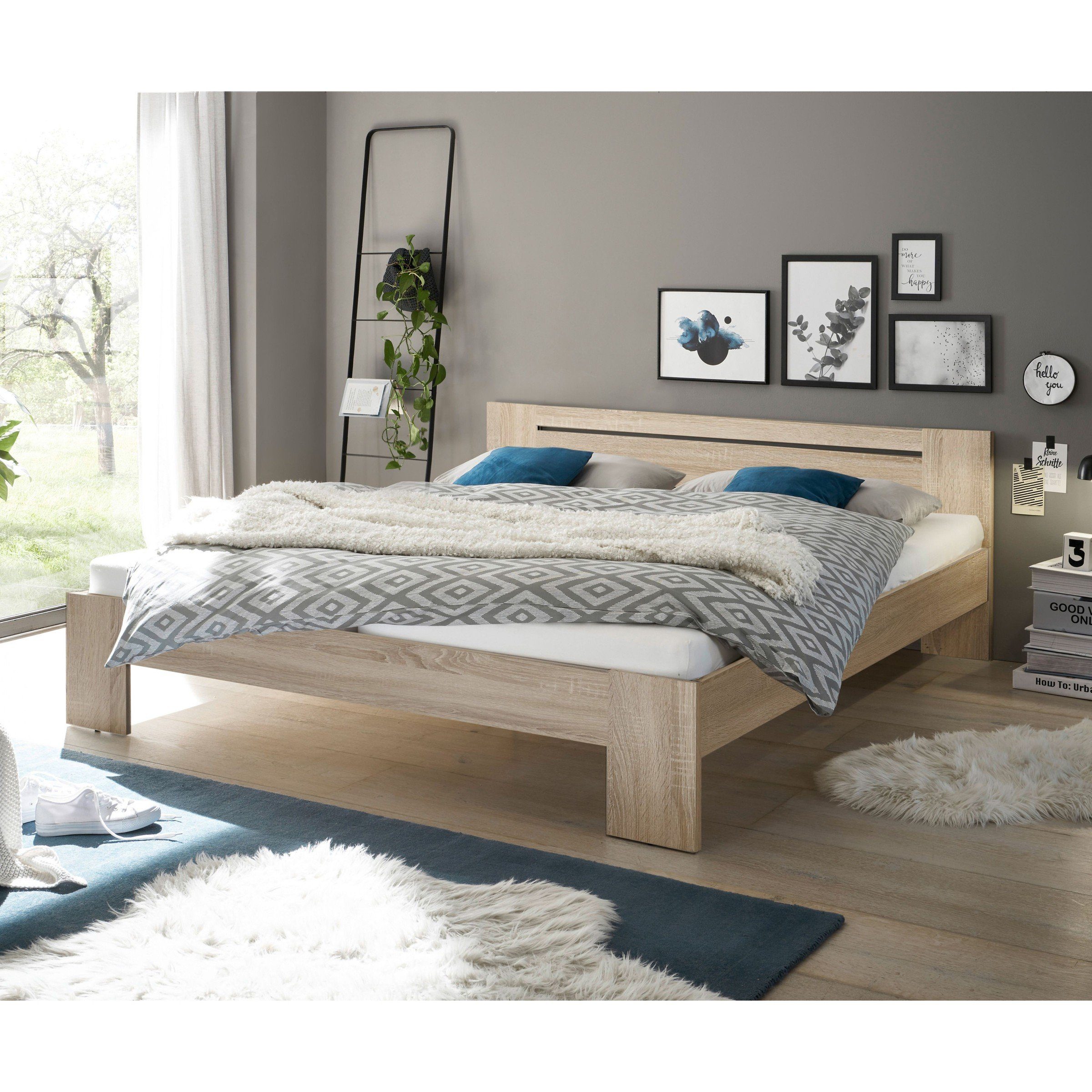 möbelando Bett Cannes, in Eiche Sonoma. Abmessungen (BxHxT) 185x71x204 cm günstig online kaufen