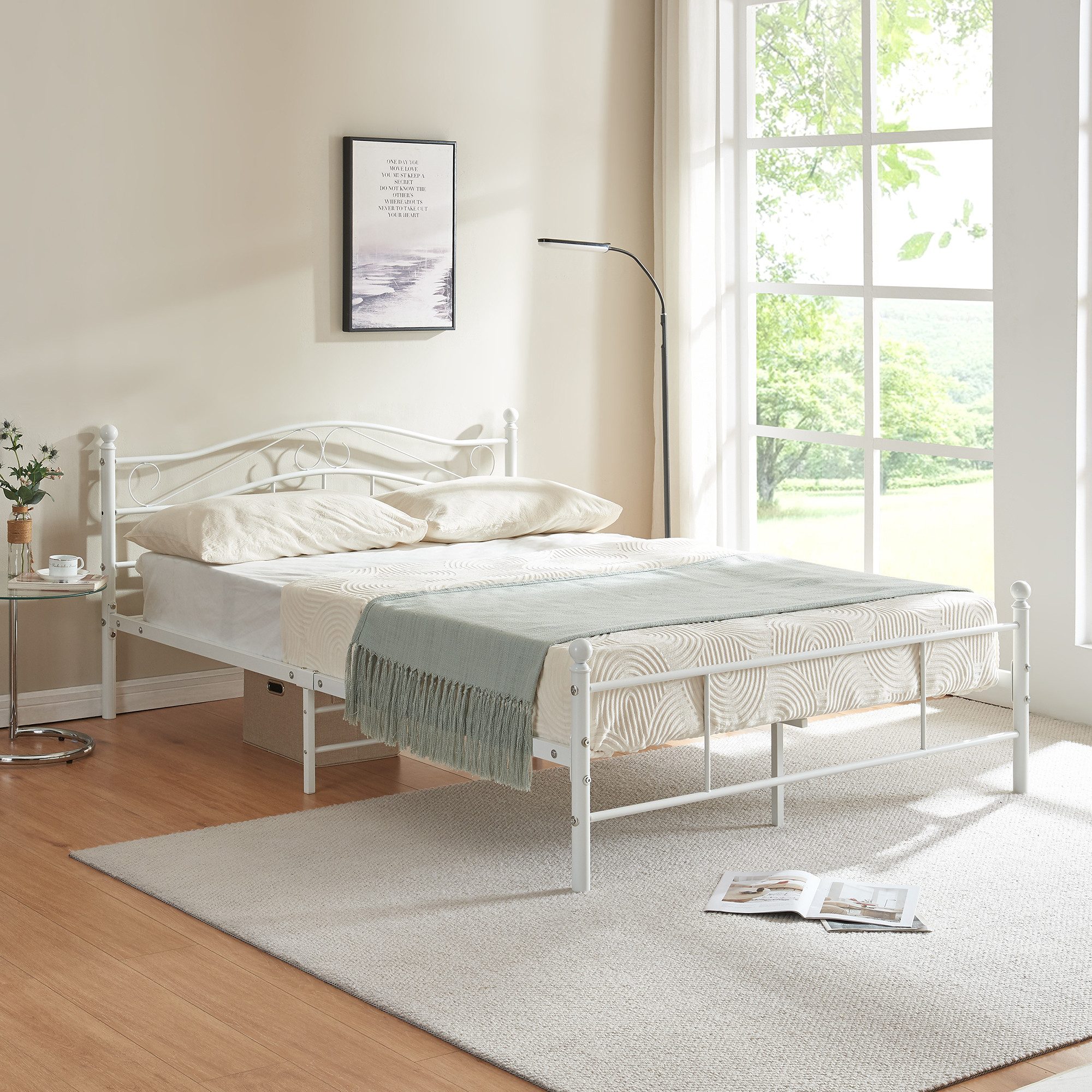en.casa Metallbett, »Florenz« 160x200cm Weiß + günstig online kaufen
