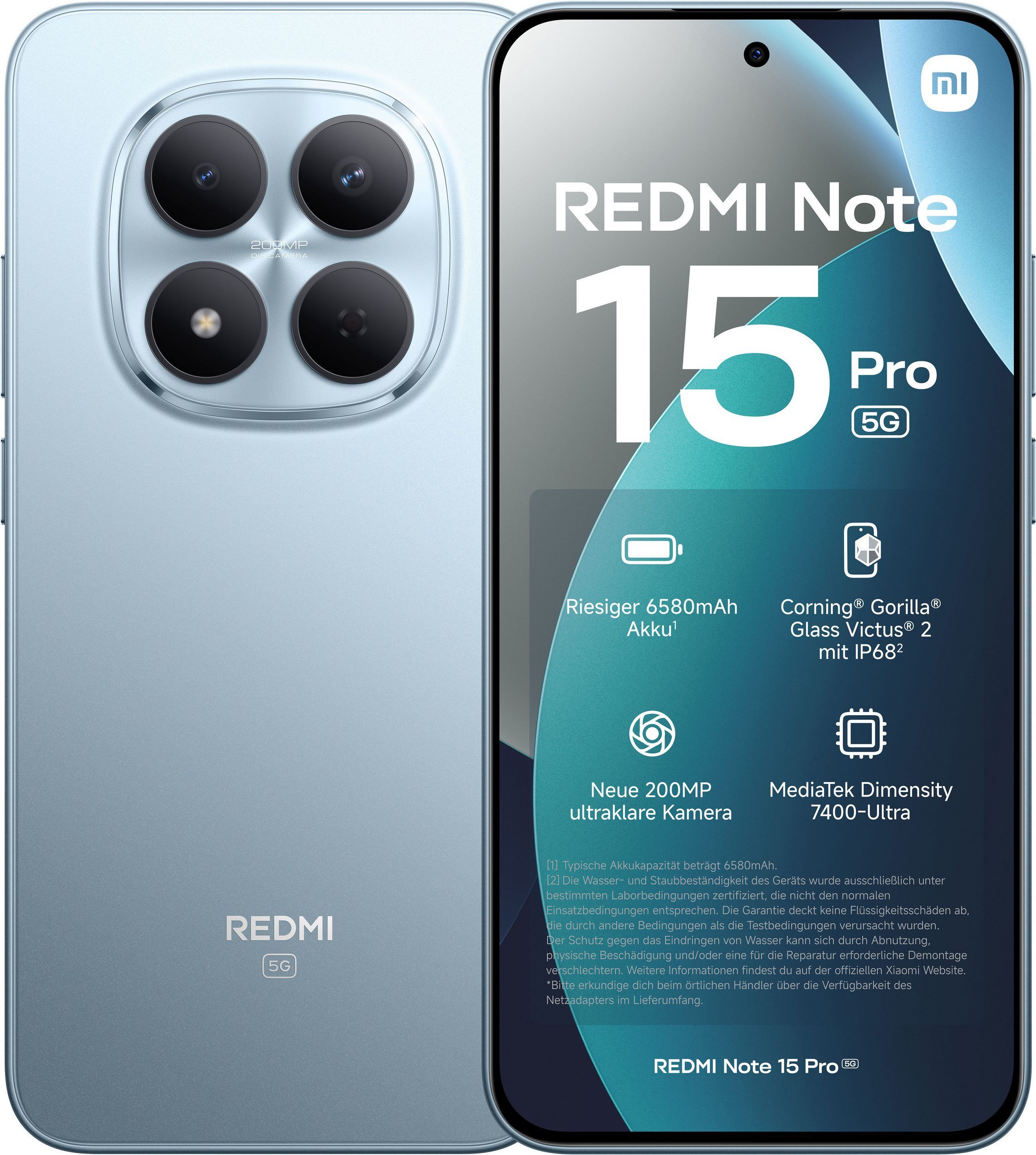 Xiaomi REDMI Note 15 PRO 5G 8GB+512GB Handy (17,34 cm/6.83 Zoll, 512 GB Speicherplatz, 200 MP Kamera, 6580 mAh Akku)