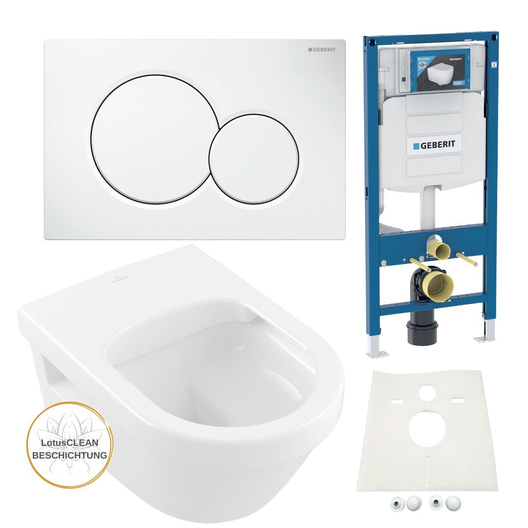 GEBERIT Vorwandelement WC Geberit Spülkasten Villeroy Boch WC Architectura, Spar-Set