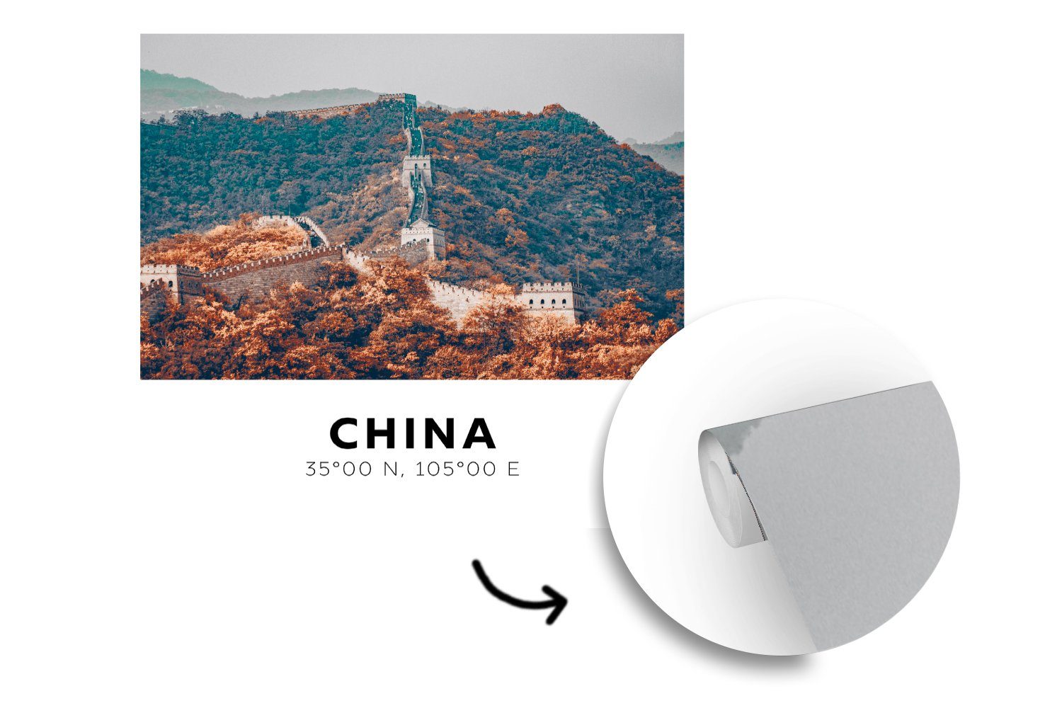 Vinyl für - - Große Tapete China Fototapete Wandtapete (5 oder Schlafzimmer, Herbst, MuchoWow bedruckt, Matt, Wohnzimmer Mauer St),
