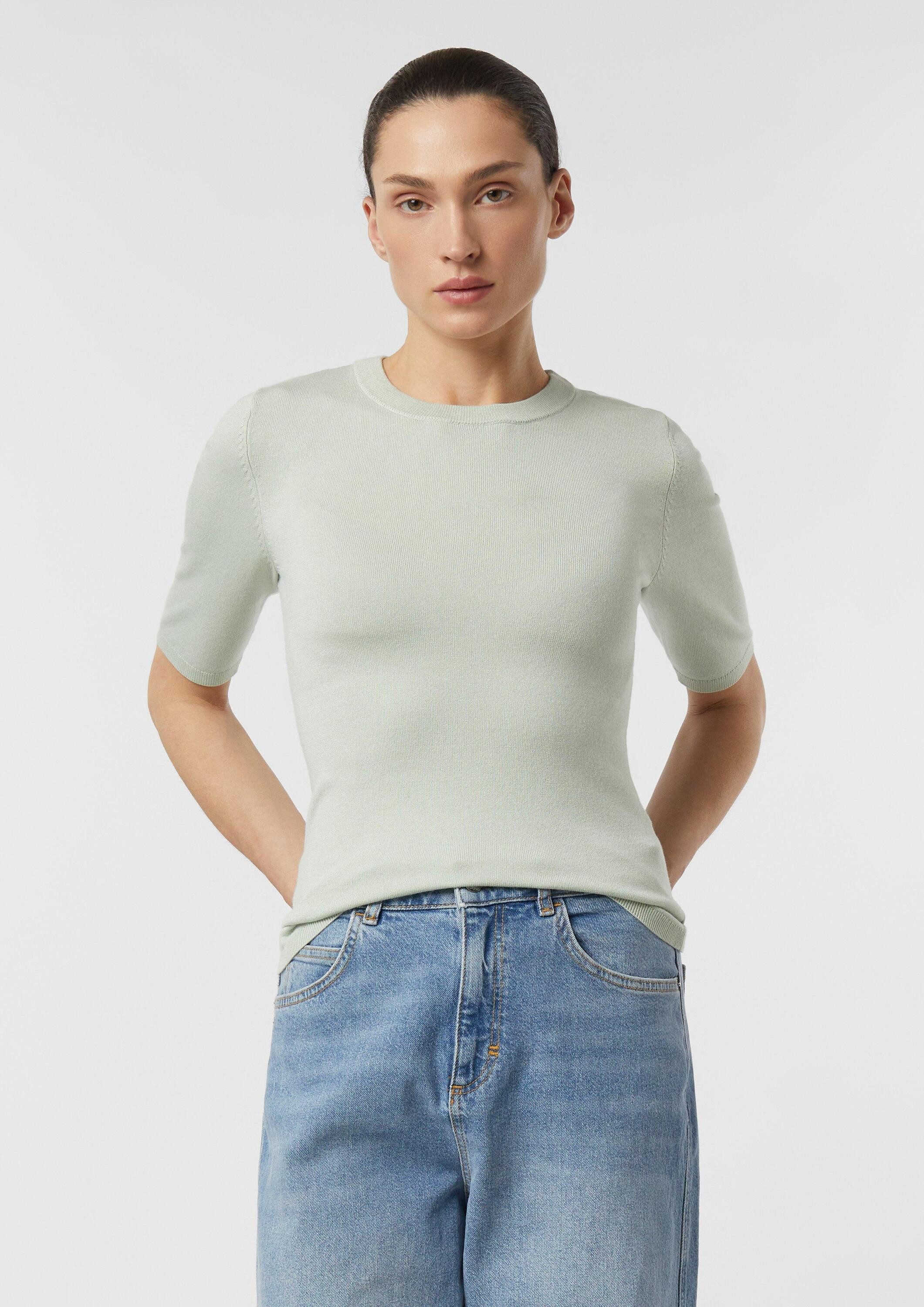 comma Kurzarmpullover Strickpullover Kurzarmpullover im Slim Fit