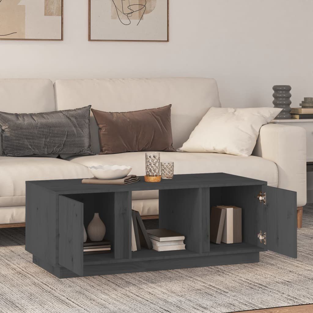 vidaXL Couchtisch Couchtisch Grau 110x50x40 cm Massivholz Kiefer (1-St)