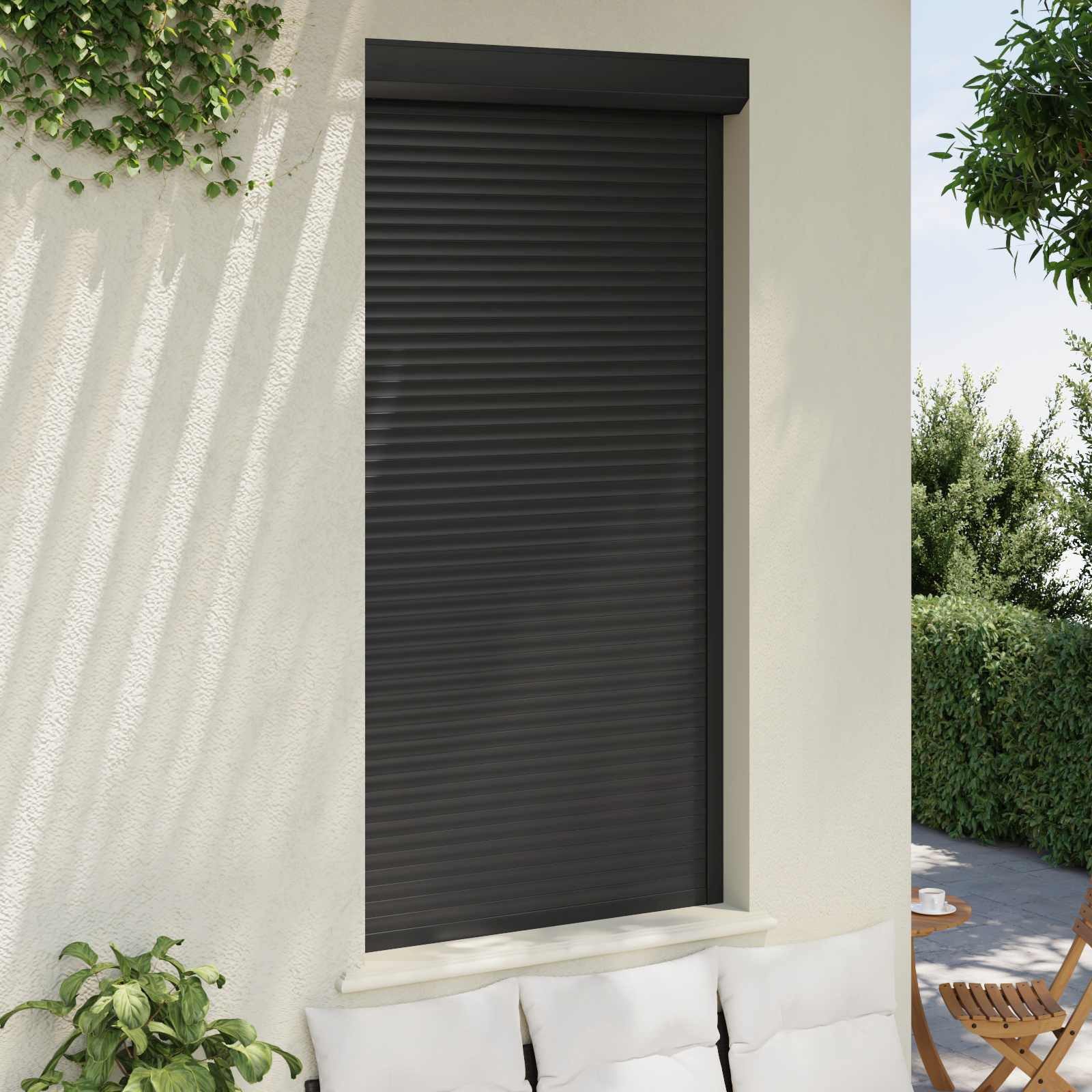 vidaXL Fensterladen Rollladen Anthrazit 110 x 220 cm Aluminium und Polyurethan, BxH: 14x220 cm, (1-St)