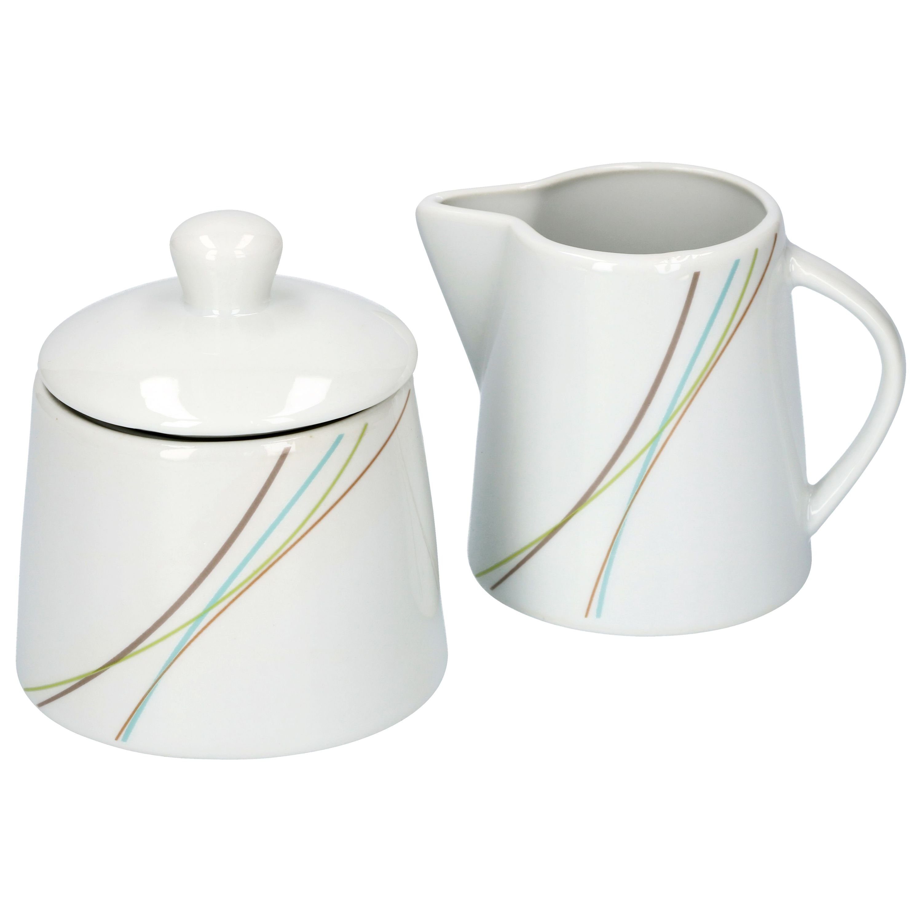 van Well Milch- und Zuckerset Kaffeeergänzungsset Milchkännchen & Zuckerdose Aliha, Porzellan