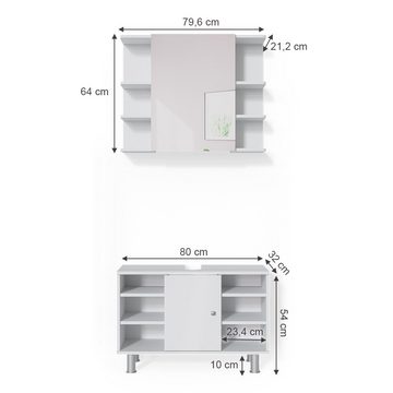 Vicco Badmöbel-Set Badezimmerset FYNN Weiß Set 5, (2-er Set, 2-St., 2-er Set)