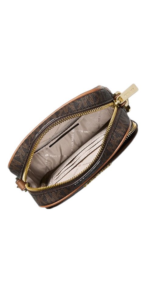 MICHAEL KORS Umhängetasche Michael Kors Jet Set Travel Crossbody Logo Canvas Braun Umhängetasche