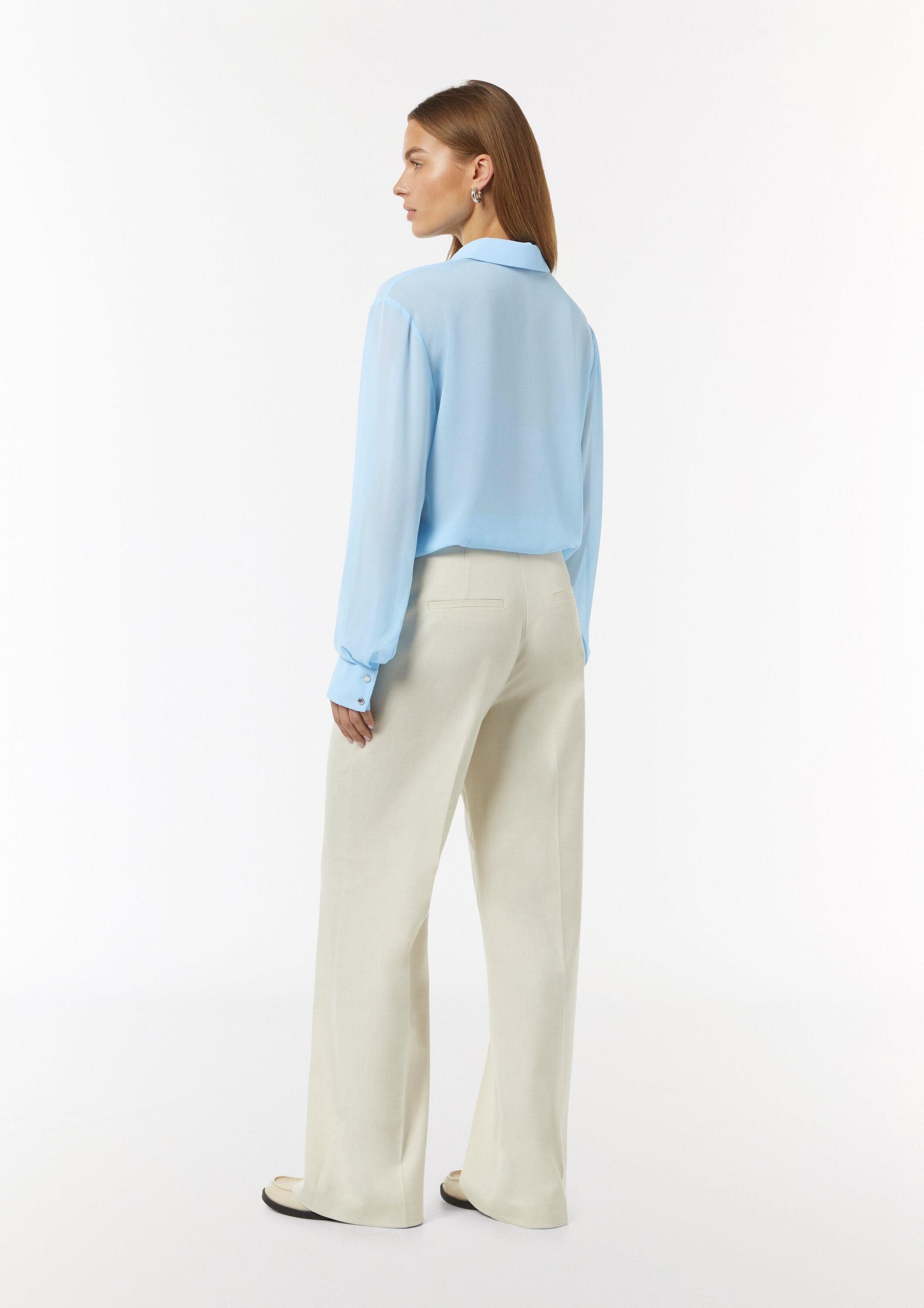 comma Langarmbluse Bluse Transparente Bluse mit verdeckter Knopfleiste
