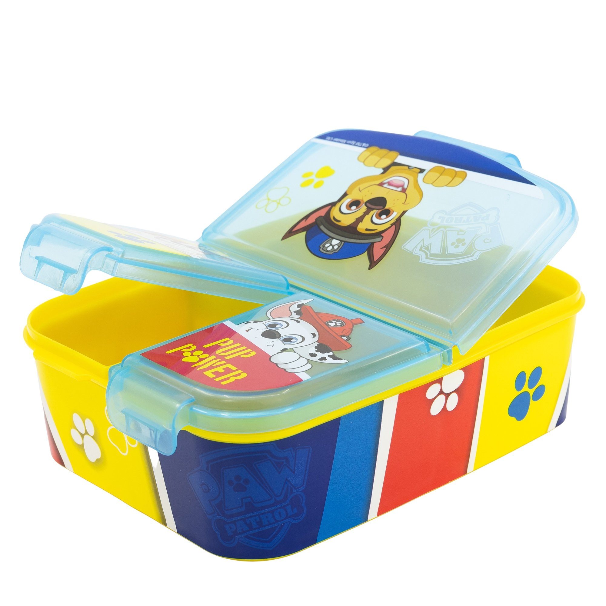 PAW PATROL Lunchbox PUP Kinder 3-Fach-Unterteilung BPA frei mit Kunststoff, Brotdose POWER