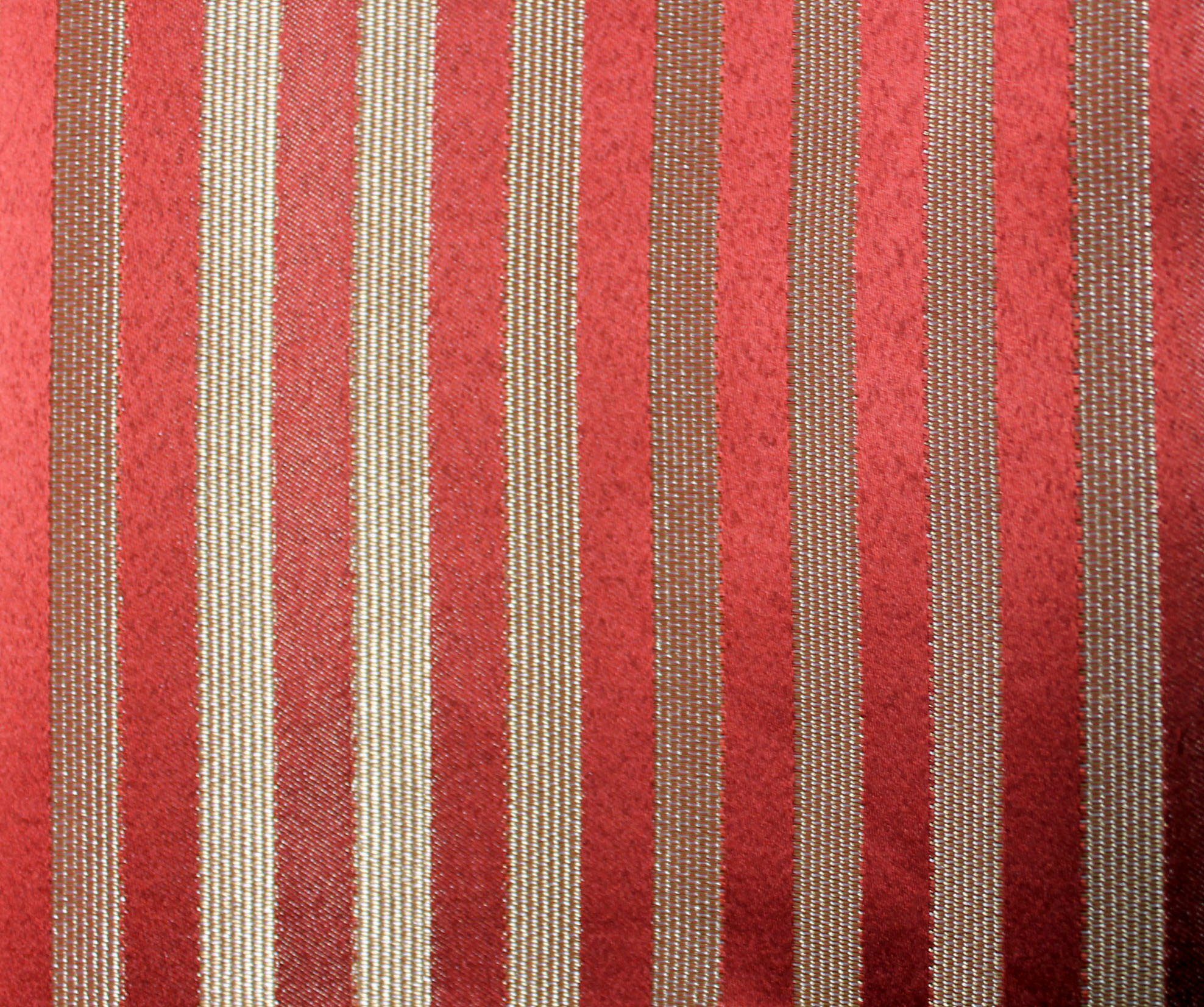 Gardine Triftsee, HOSSNER - OF DECO, Schlaufenschal Schlaufen ART St), blickdicht, mit Streifen (1 gewebten HOME goldfarben/ziegelrot