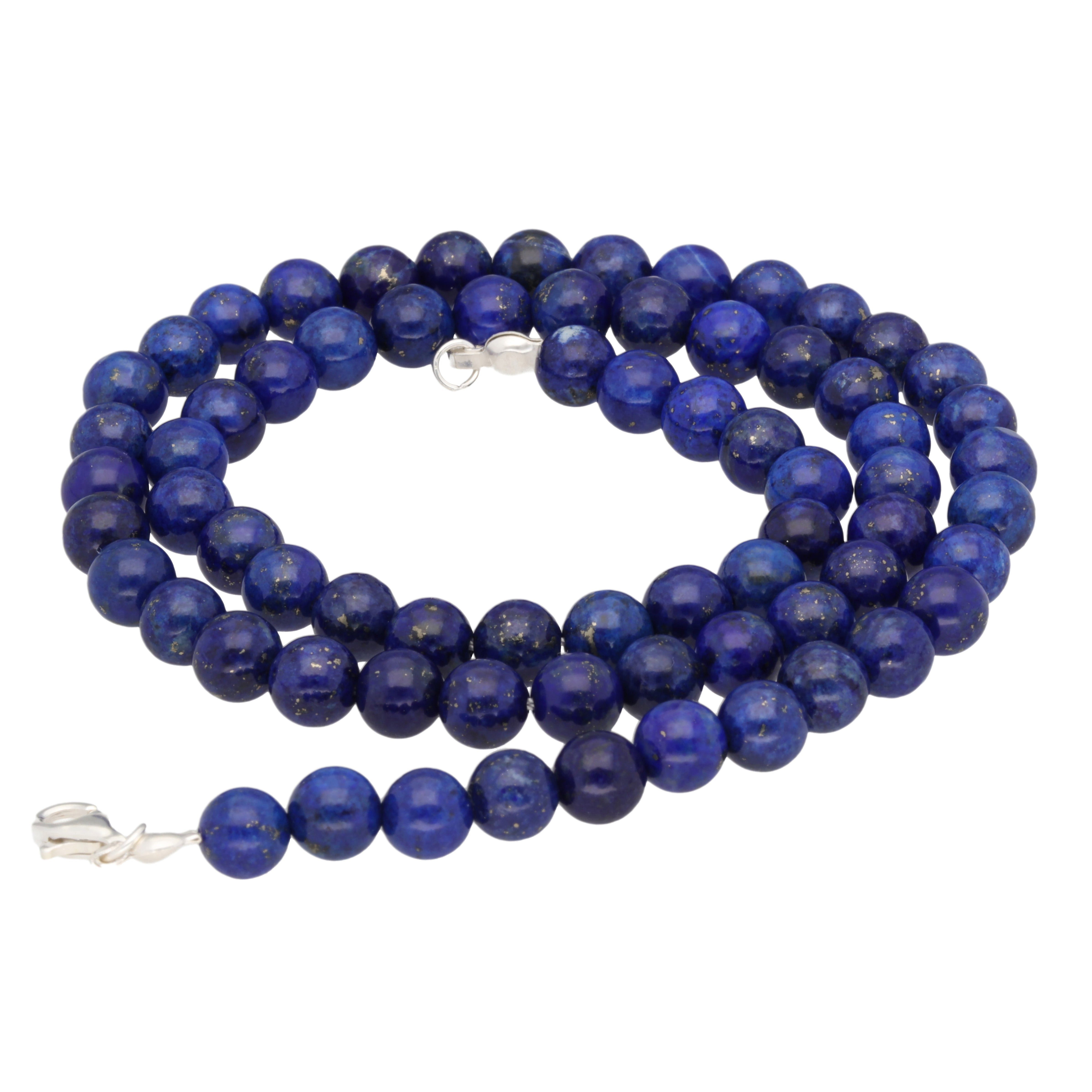 Lebensquelle Plus Kette ohne Anhänger Lapislazuli Kugelkette, Ø 6 mm mit Verschluss, 45 cm