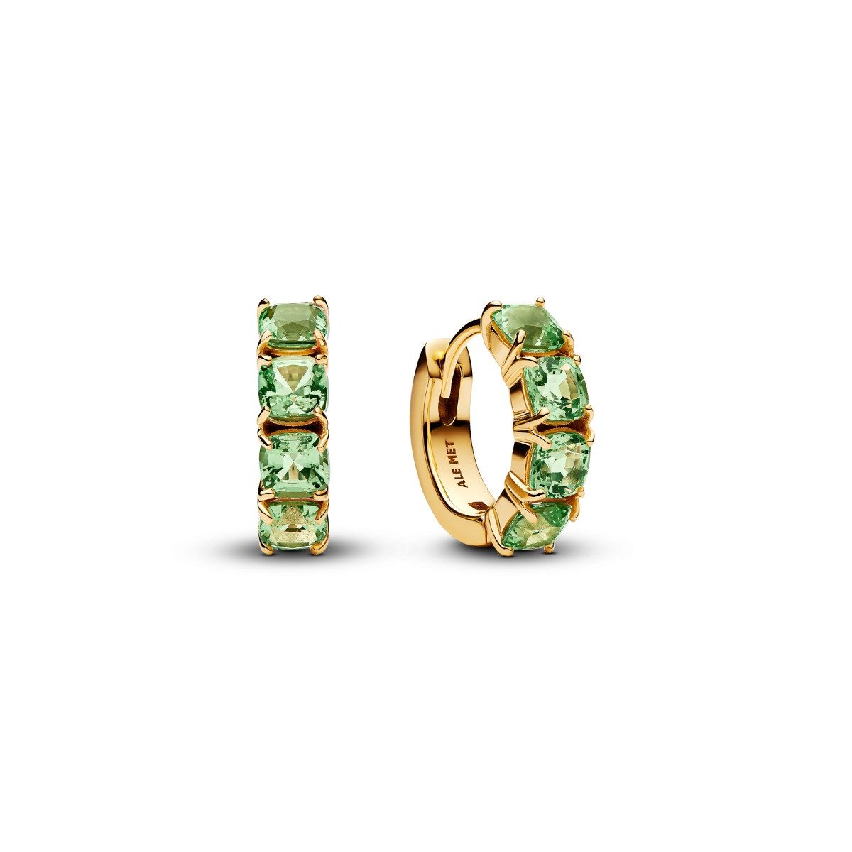 Pandora Paar Creolen Pandora Creolen Ohrringe Damen Grüne Kristalle 14K Vergoldet 263851C0