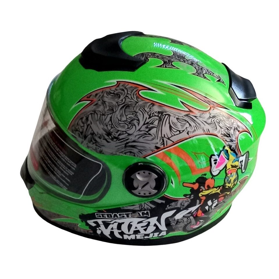 FunSport-Factory Motocrosshelm Motocross Kinderhelm Integralhelm Mejia Hellgrün, Visier
