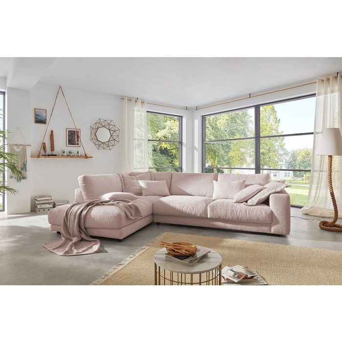 KAWOLA Ecksofa MADELINE Sofa Cord Recamiere rechts od. links versch. Farben