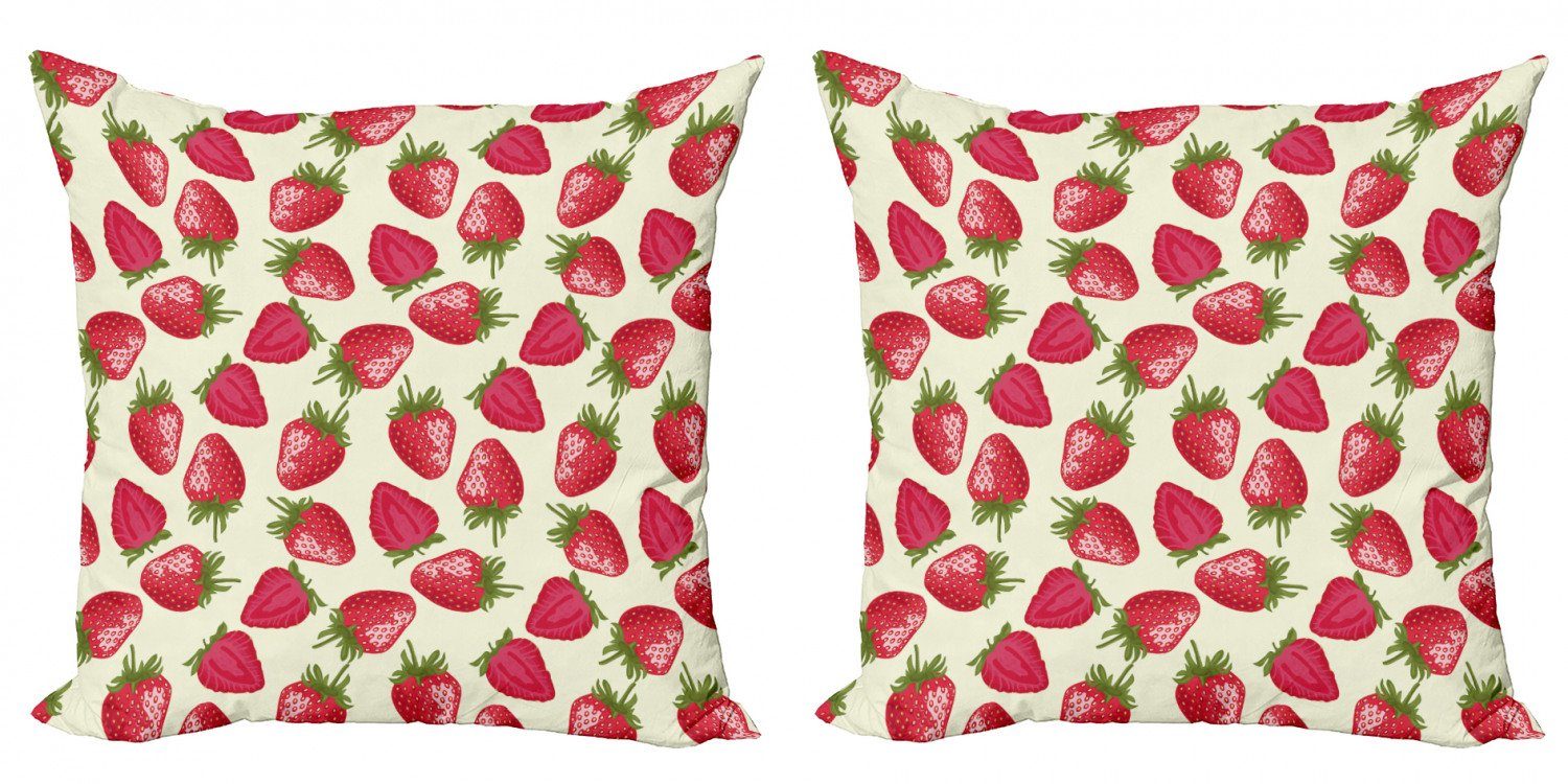 Kissenbezüge Modern Accent Doppelseitiger Digitaldruck, Abakuhaus (2 Stück), Früchte Erdbeeren Vivid Lebensmittel
