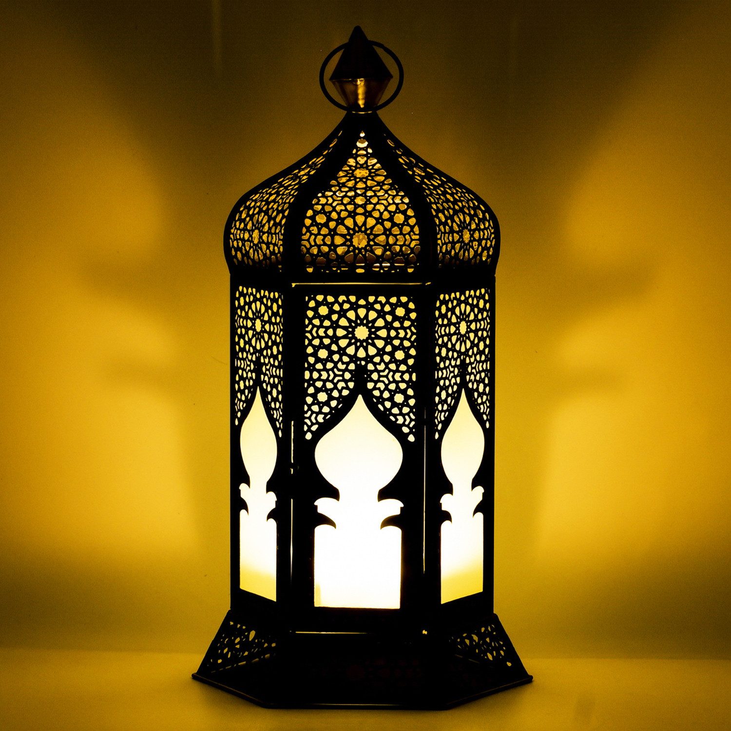 Marrakesch Orient & Mediterran Interior Kerzenlaterne Marokkanische Deko Teelichthalter Laterne Windlicht Louay Weiss (1 St), Handarbeit