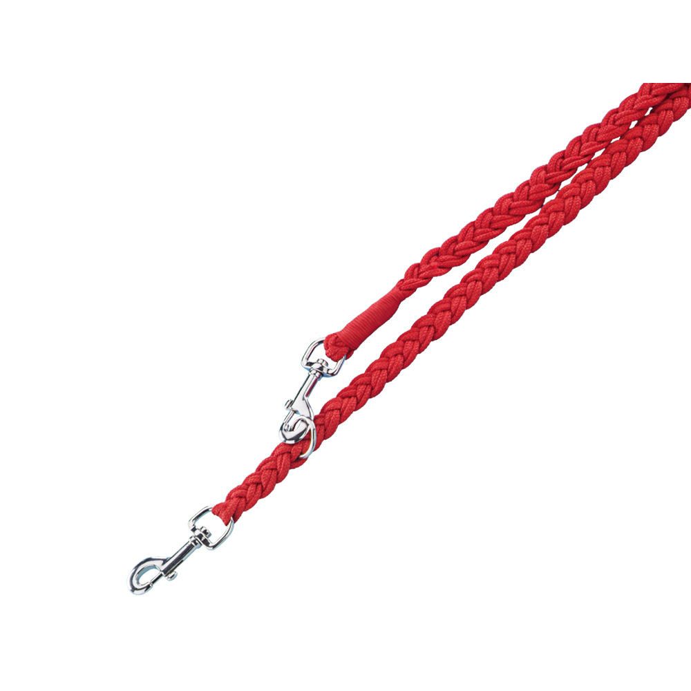 Nobby Hundeleine Führleine geflochten, rot, L-XL, Nylon, 3-fach verstellbar