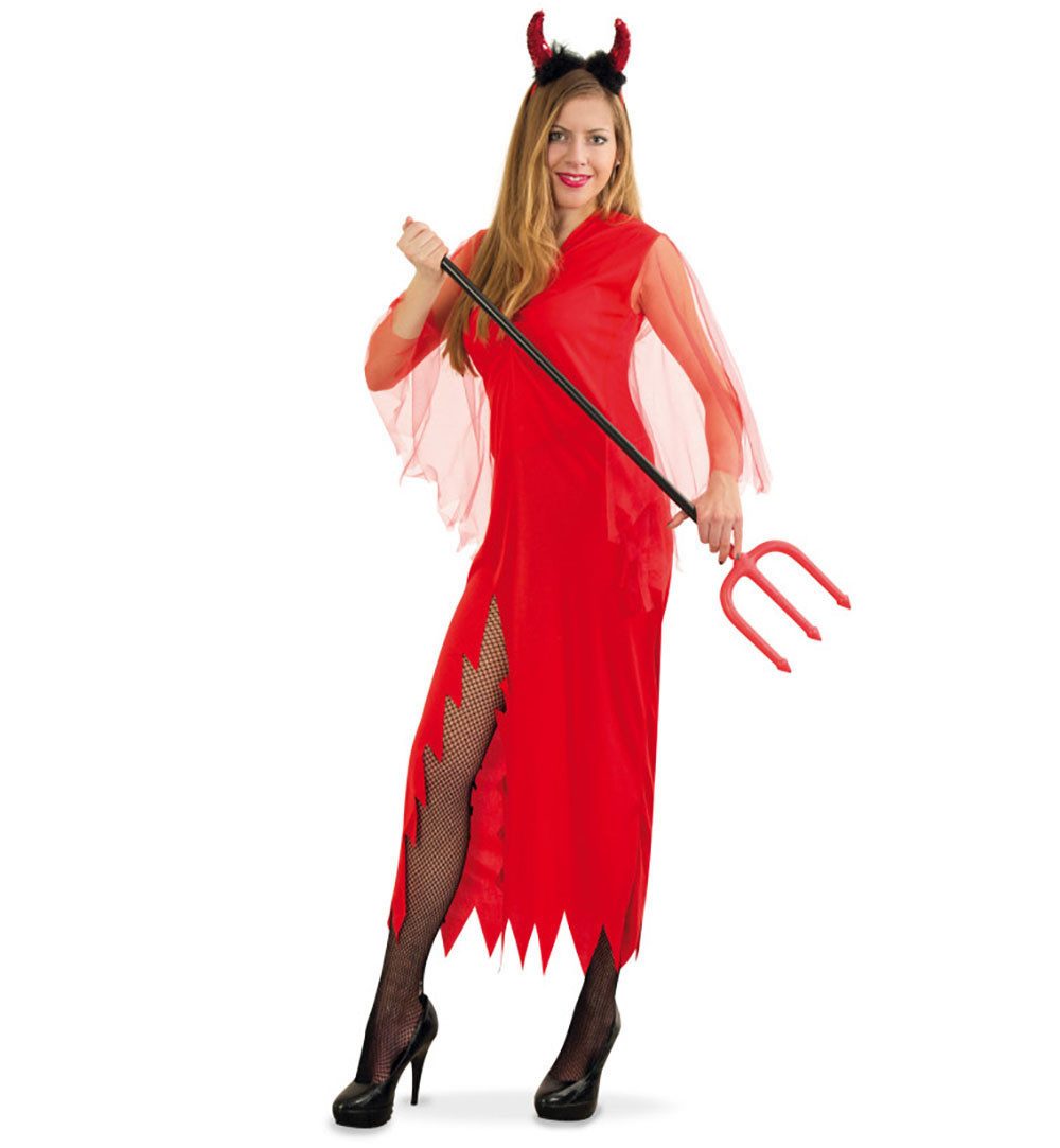 Fries Teufel-Kostüm Sexy Damen Kostüm Kleid Teufelin Teufel Rot Halloween Karneval