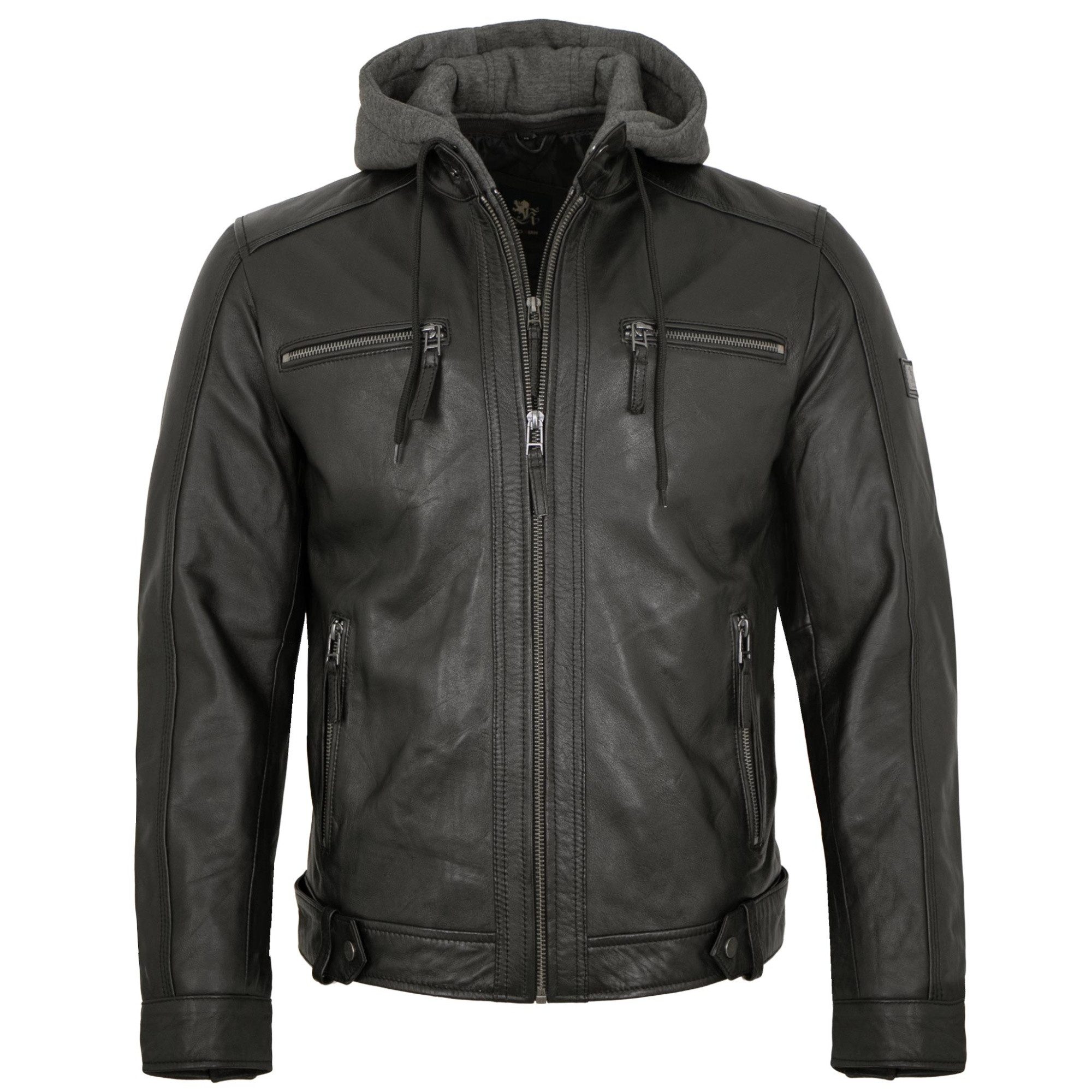 Otto Kern Lederjacke Smudo OTTO KERN - Herren Lederjacke Kapuze Lammnappa schwarz