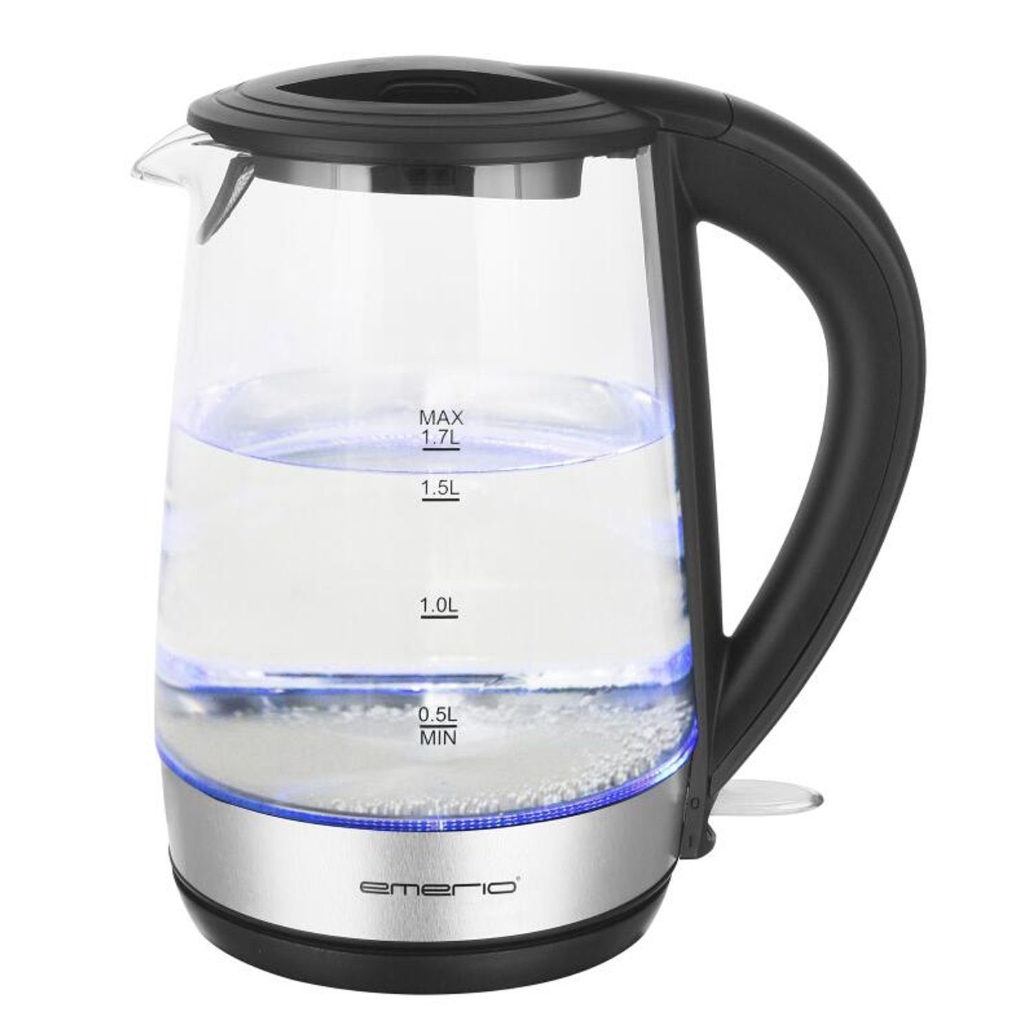 Emerio Wasserkocher Glas Wasserkocher Kettle Beleuchtung Kabellos Kü Erwärmen Tee LED 1,7L