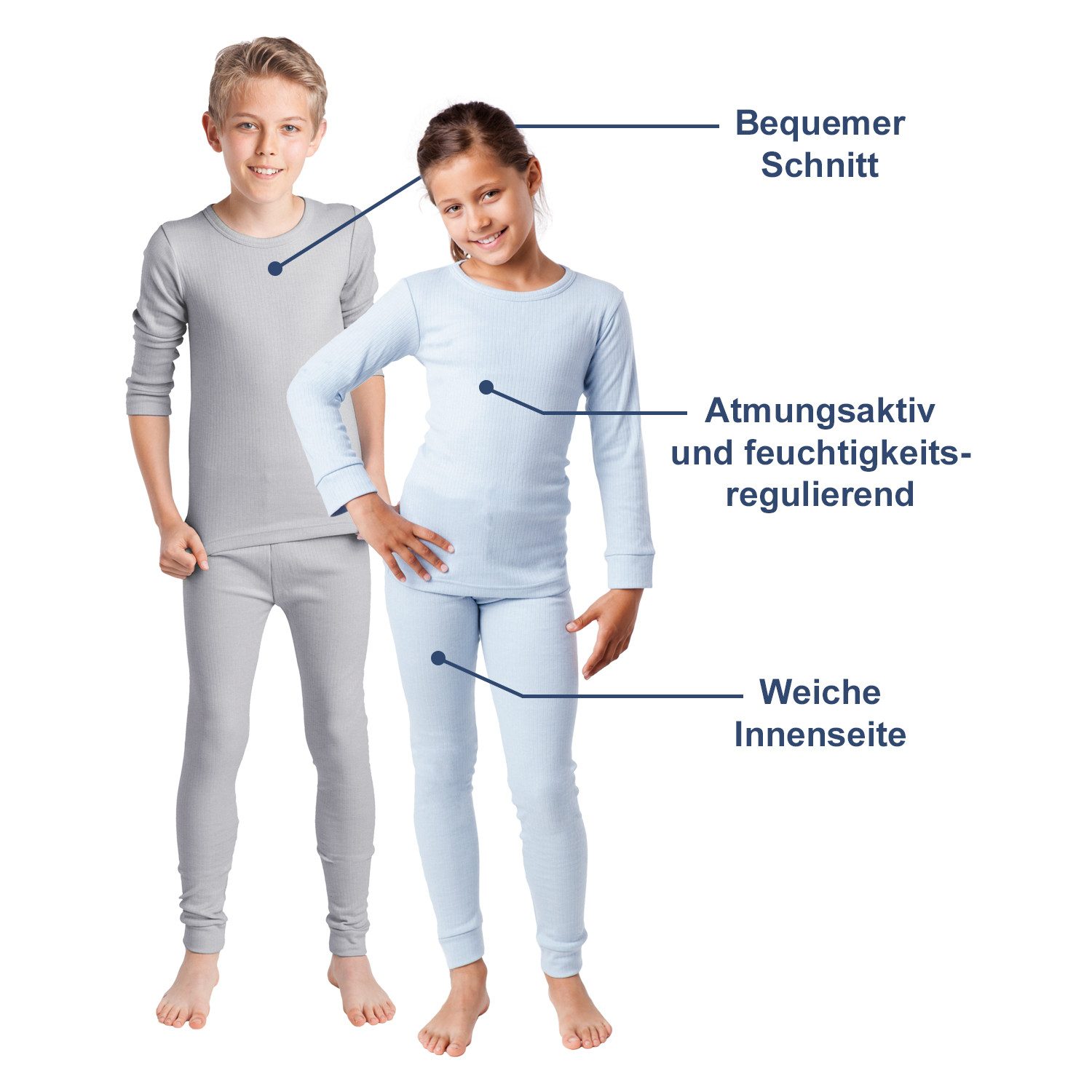 celodoro Thermounterhose 2er Pack Lange Kinder Thermo Unterhose Winter Unterwäsche