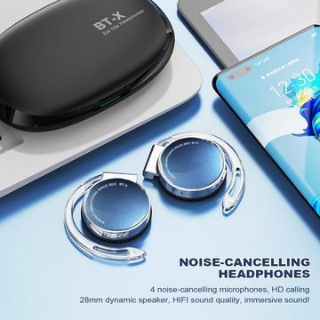 Micool Kabellos Bluetooth V5.3, Open In-Ear-Kopfhörer (Sportlicher Begleiter für aktive Nutzer beim Laufen oder Fitness., mit 4-Mikrofon, Comfort Fit Ohrhaken Ohrhörer Sport Headset)